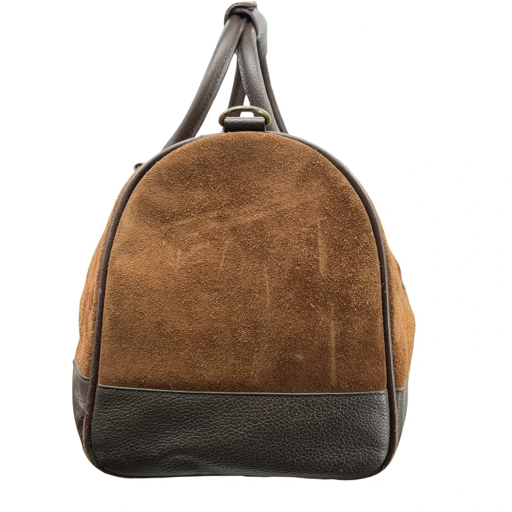 Marlboro Vintage Bag Leather Suede Grit Weekender Duffel Bag Brown Large Travel